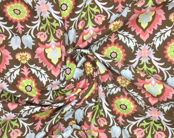 English Pima lawn cotton fabric, India on brown