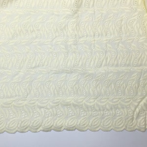 Ivory or cream embroidery anglaise, eyelet or broderie anglais cotton fabric, scalloped edges image 3