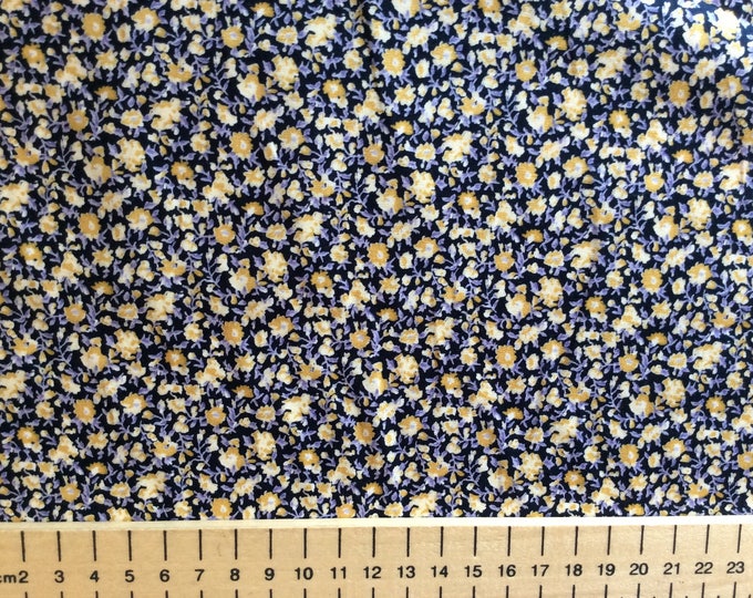 High quality cotton poplin printed in Japan, floral print on black