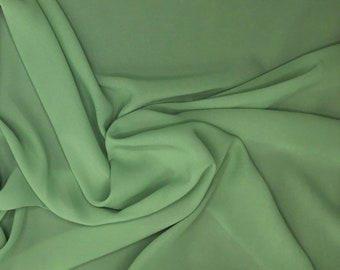 High quality Faux Silk Chiffon, very close to genuine silk chiffon. Almond green nrN22