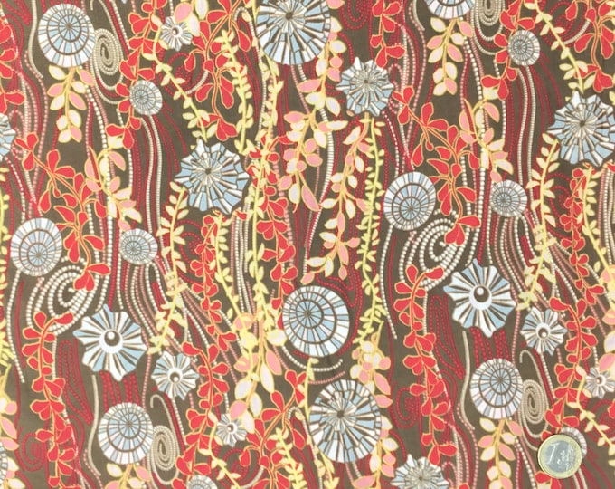 London lawn cotton fabric, priced per 25cm, Sea weed, autumn