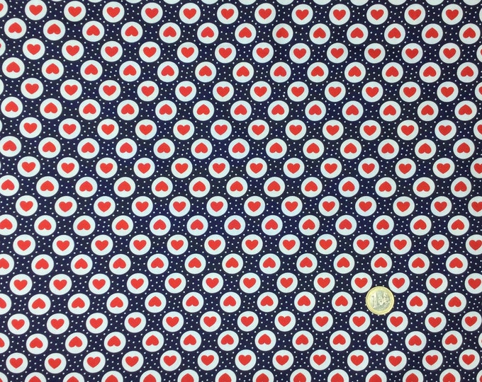 Oekotex certified cotton poplin, heart on navy