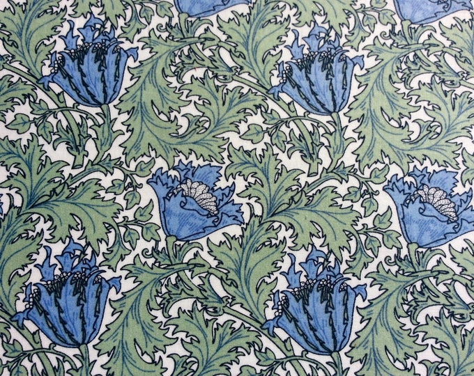 English Pima lawn cotton fabric, priced per 25cm, blue jugend style floral