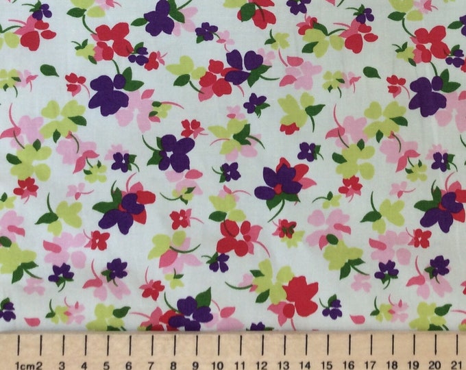 High quality cotton poplin printed in Japan, floral print on off white