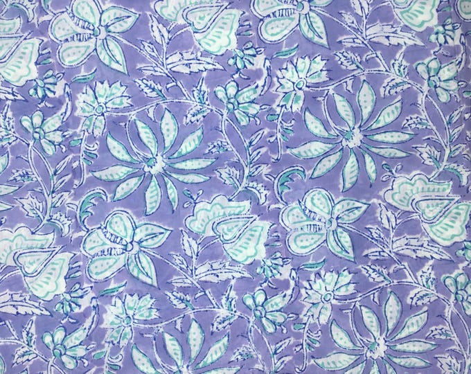 Indian block printed cotton muslin, hand made. Princess lavender