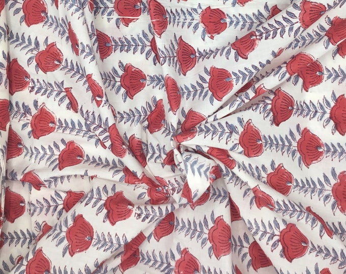 Indian block printed cotton voile, hand made. Poppies Jaipur