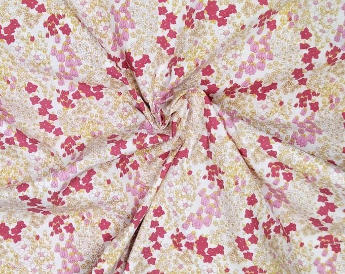 High quality cotton poplin dyed in Japan with Provence yellow and pink floral print