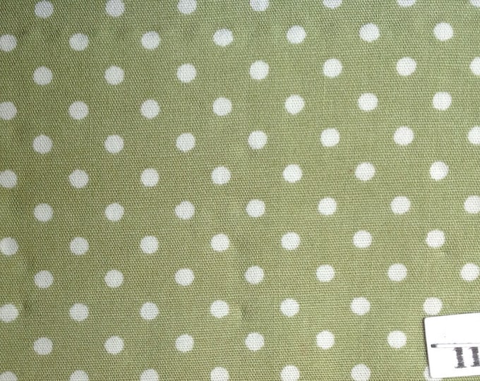 High quality cotton poplin, white polka dots on green no11