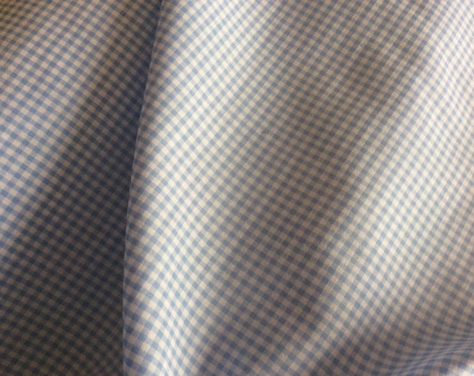 Cotton poplin, baby blue check fabric