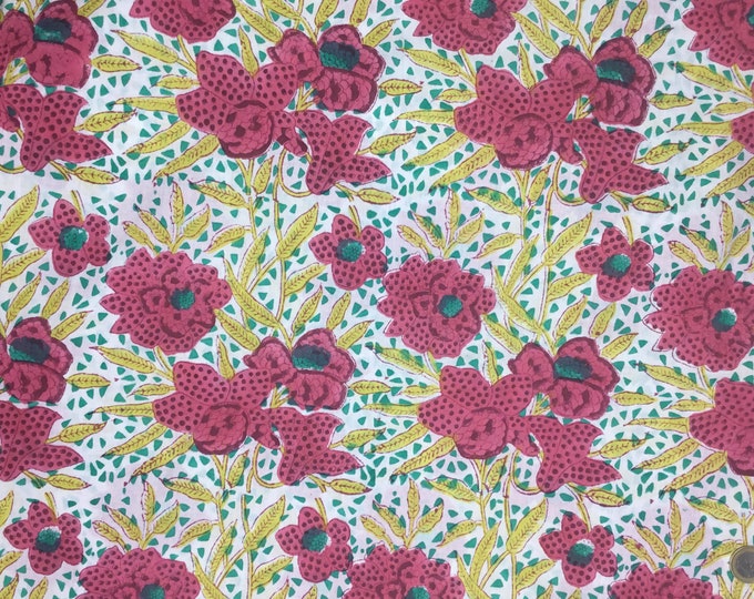 Indian block printed cotton muslin or blockprint cotton voile, hand made. Peps Jaipur blockprint