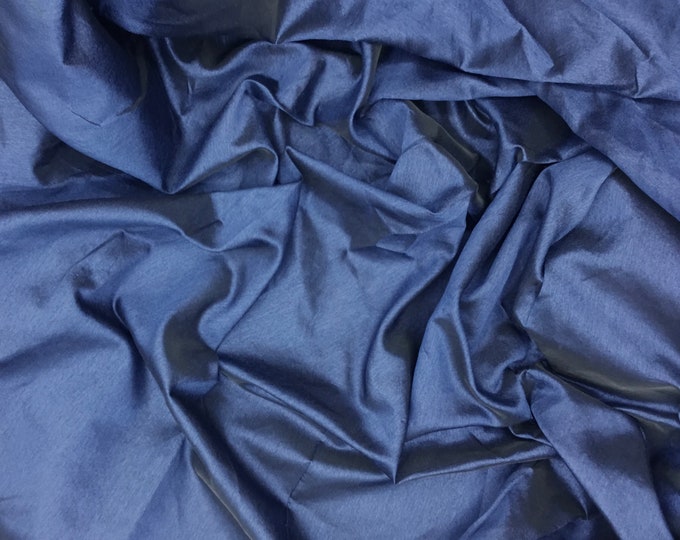 Sheer faux silk organza fabric, blue