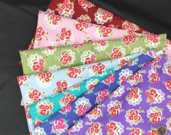 Total 3m50 (7pc, 50cm*1m12) floral cotton poplin