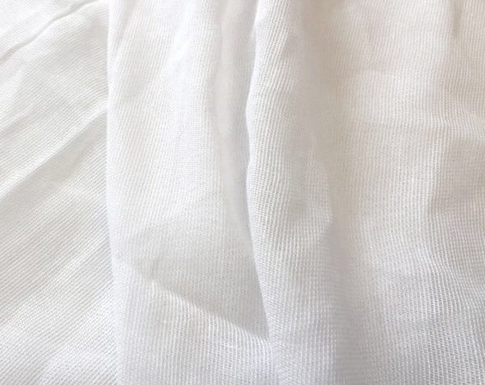 White cotton gauze fabric, 130cm wide