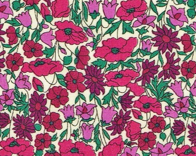 Tana lawn fabric from Liberty of London, purple petal and bud