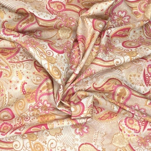 Tissu Pima lawn anglais, motif cachemire rose image 4