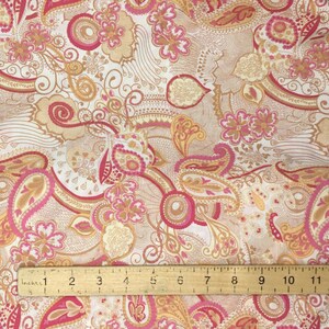 Tissu Pima lawn anglais, motif cachemire rose image 5