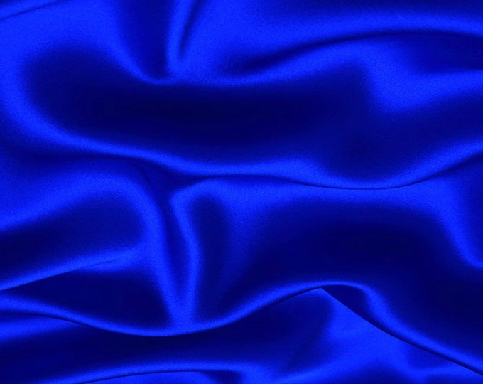 Faux silk satin fabric. Royal blue