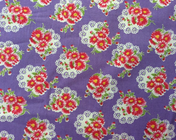 High quality cotton print, vintage floral print on violet