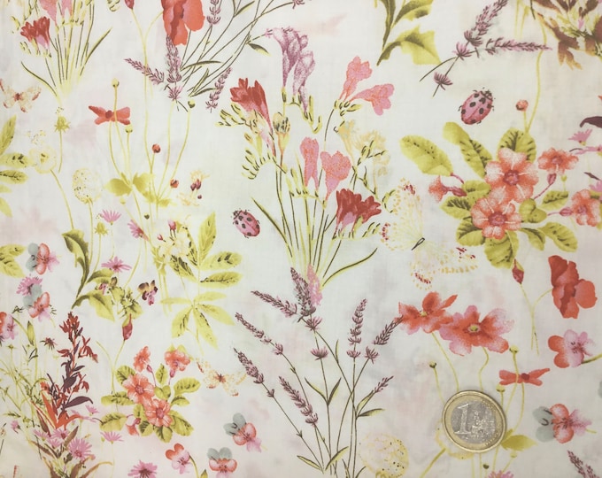 English Pima lawn cotton fabric Bleached August field