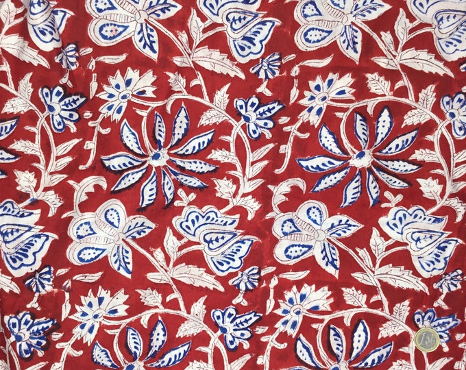 Indian block printed cotton muslin, hand made. Tricolore Jaipur blockprint