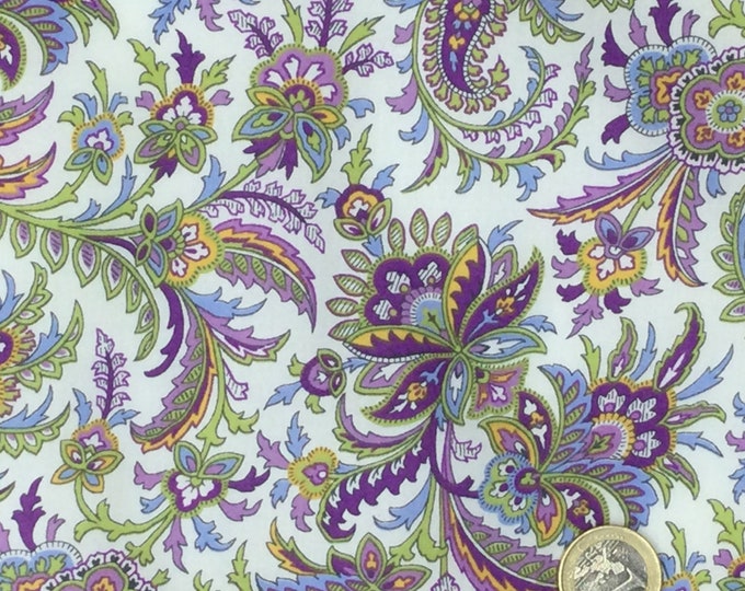 English Pima lawn cotton fabric, lilac paisley