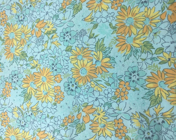 High quality cotton poplin, floral print on sky blue