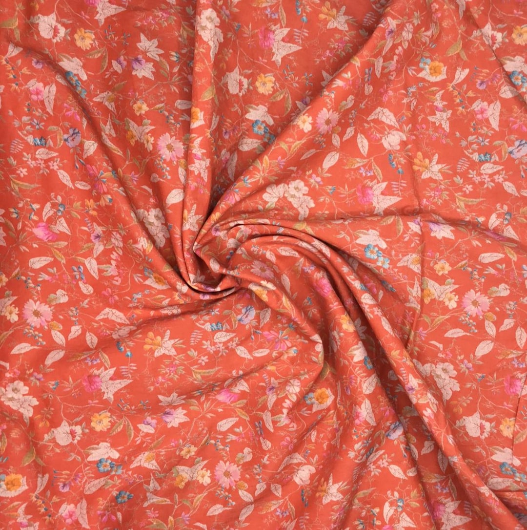 English Pima Lawn Cotton Fabric, Soft Red Floral Print - Etsy
