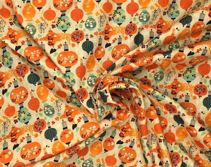 Oekotex certified cotton poplin, Japanese lamp print