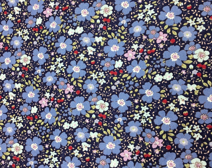 Rose and Hubble cotton poplin, floral print on navy