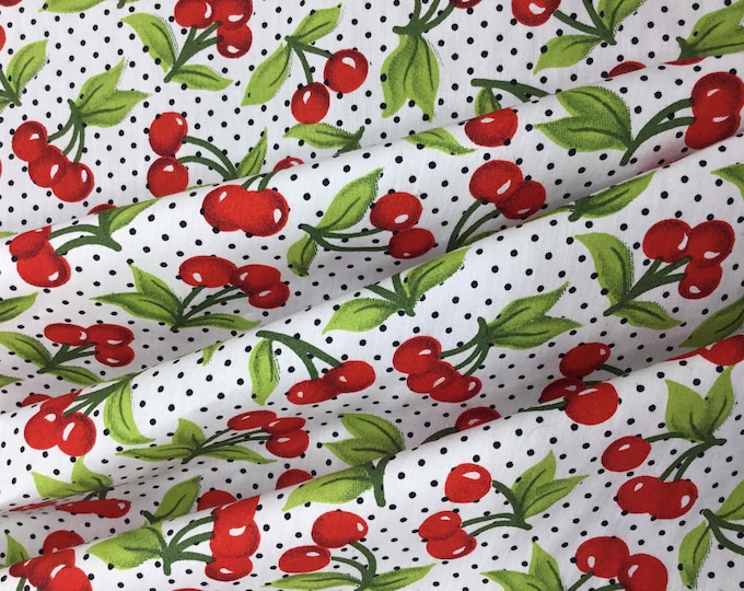 High quality cotton poplin. Cherries on off white