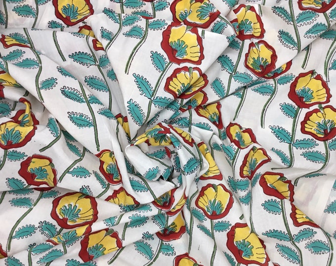 Indian block printed cotton voile, hand made. Brazil Jaipur