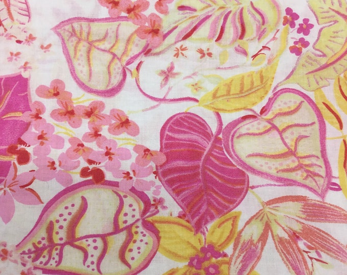 English Pima lawn cotton fabric, pink jungle