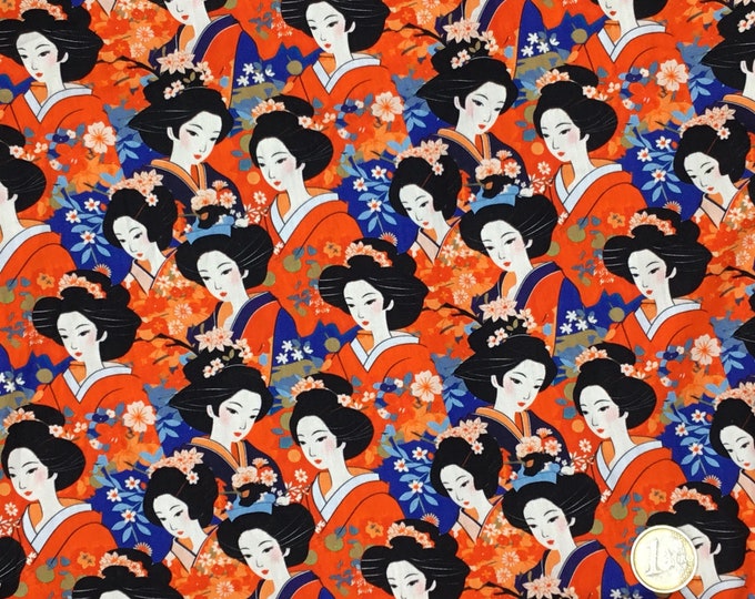 Oekotex certified cotton poplin, Japanese Geisha print