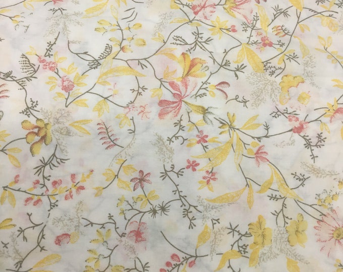 English Pima lawn cotton fabric, yellow field