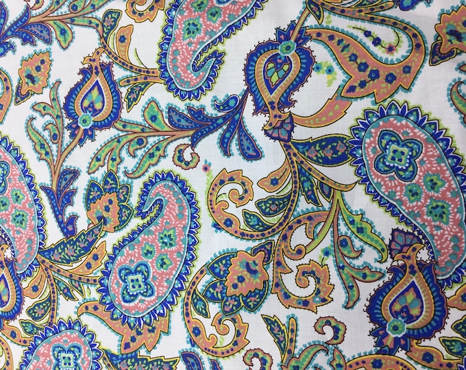English Pima lawn cotton fabric, blue paisley