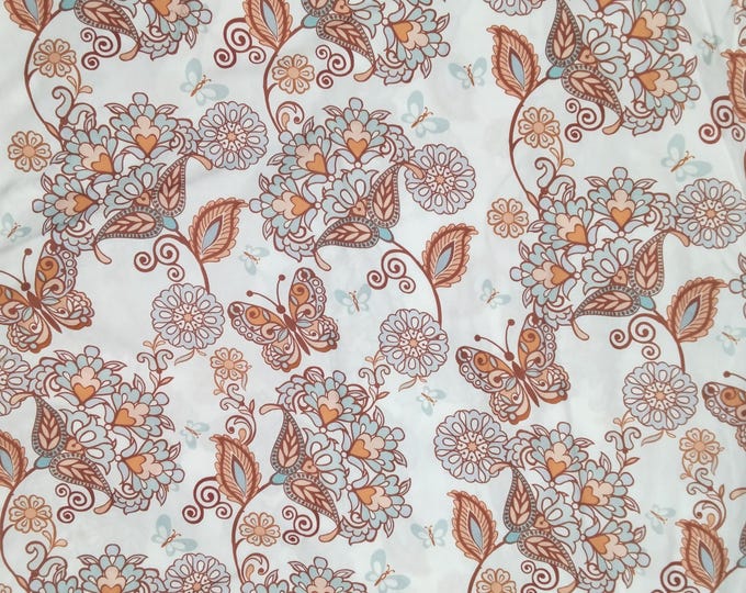 Oekotex certified cotton poplin, butterfly print on rust