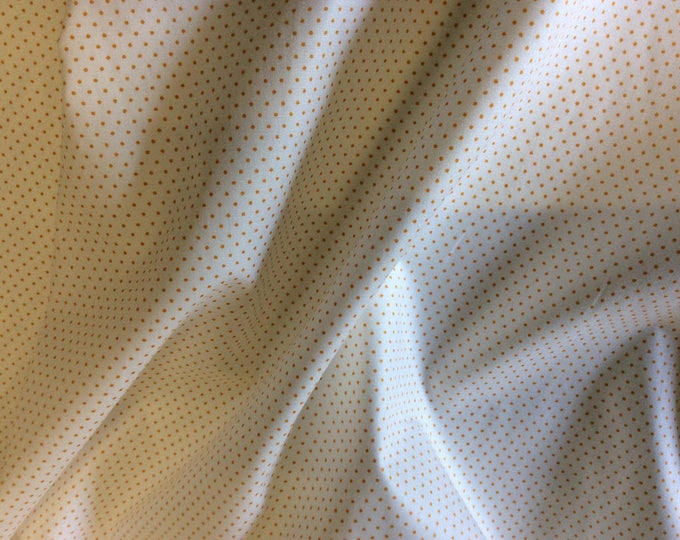 High quality cotton poplin printed in Japan, 1mm mustard polka dots
