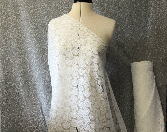 Special bridal lace, scalloped edge fabric, white