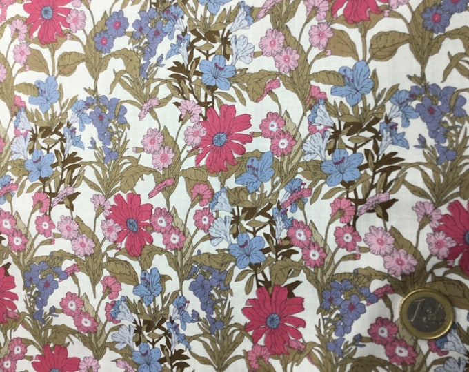 English Pima lawn cotton fabric, Taupe flower field