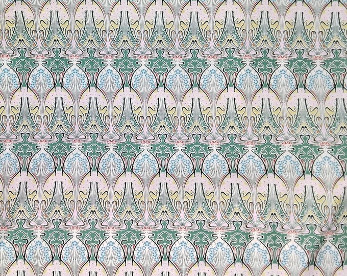English Pima lawn cotton fabric bleached jugend Charleston print
