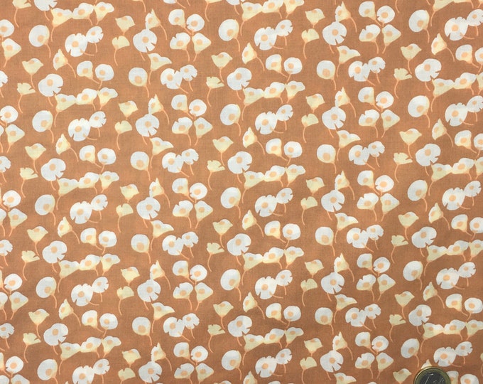 English Pima lawn cotton fabric, Sépia Lilies