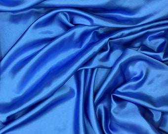 Satin envers crepe simili soie, couleur bleu doux no89