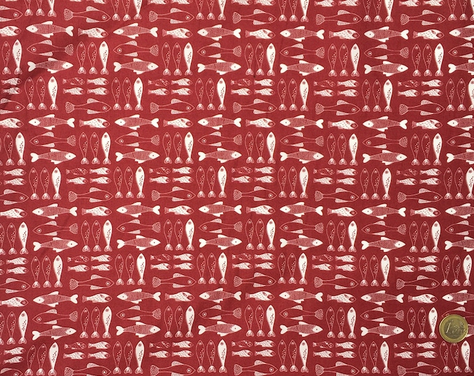 High quality cotton red fish print