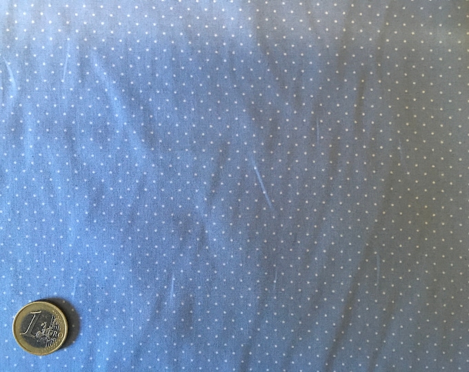 High quality cotton poplin printed in Japan, 1mm polka dots greyish blue