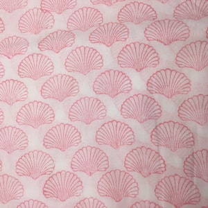 Indian block printed cotton muslin, hand made, shell Jaipur print