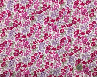 English Pima lawn cotton fabric, priced per 25cm, floral on white