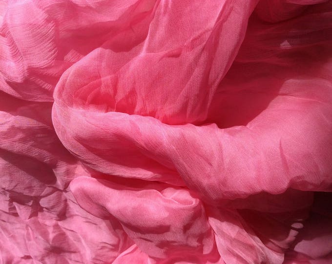 Genuine pink silk chiffon fabric