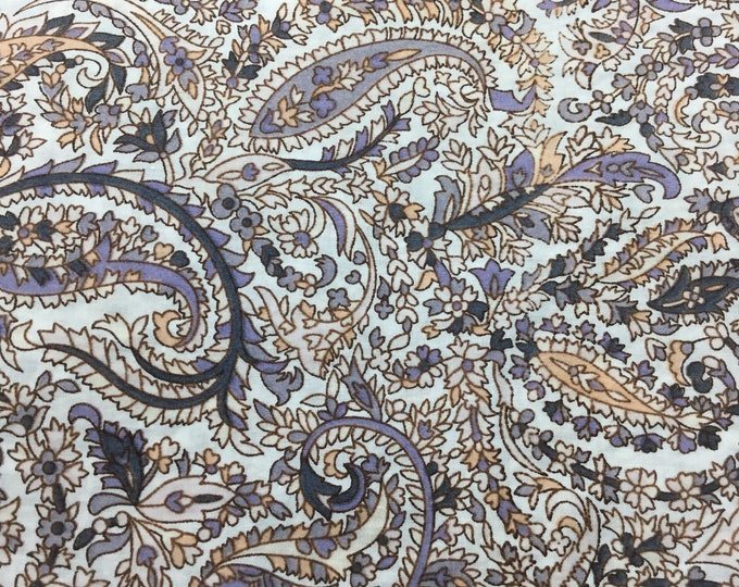 English Pima lawn cotton fabric, Paisley, Arabesque brume