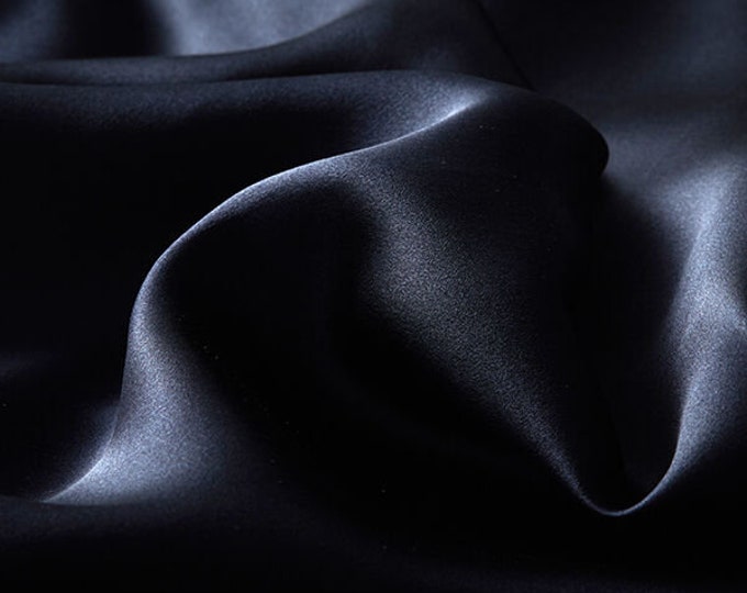 Faux silk satin fabric. Navy