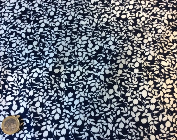 High quality cotton poplin, white navy floral print